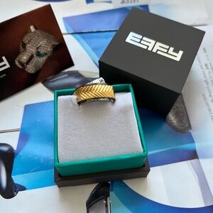 Effy sterling 14k Gold and Silver Men's black rhodium men’s Ring size 9 new